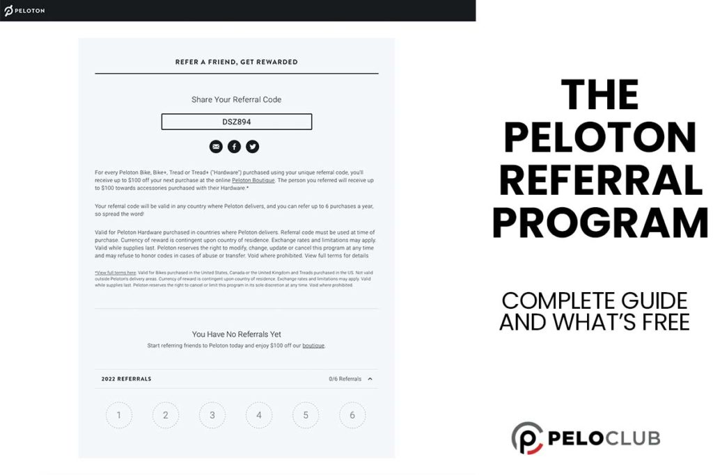 Peloton referral program text and screenshot