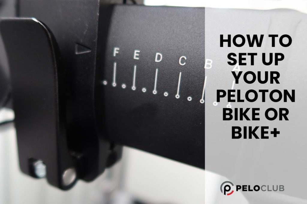 Image of Peloton Bike+ seat adjustment with text saying How to Set Up Your Peloton Bike or Bike+