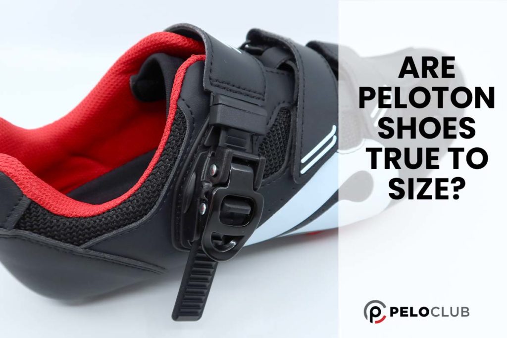 Image of Peloton cycle shoe closure strap and text saying Are Peloton Shoes True To Size?